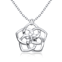 Flower Shaped Silver Necklace SPE-3523